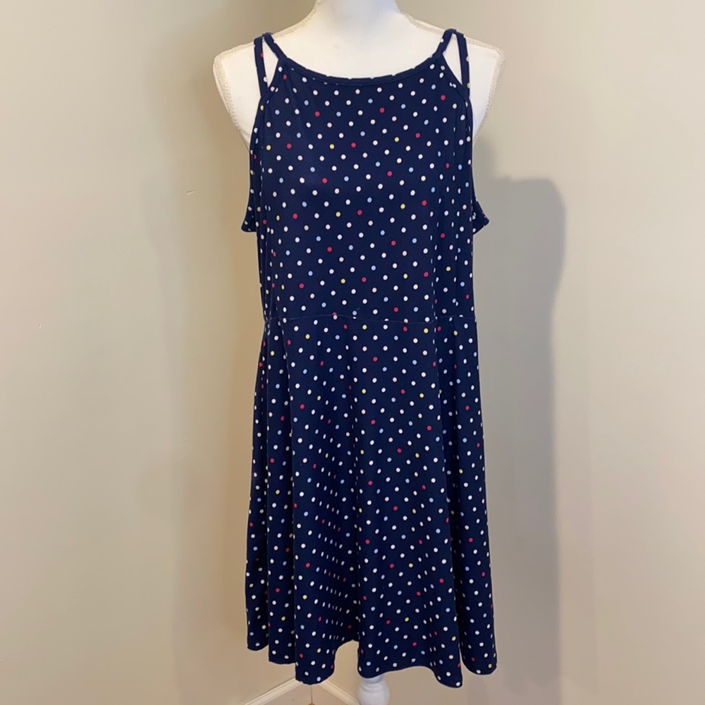 Polka Dot Navy Blue Dress Straps XXL Juniors Arizona Jean Co